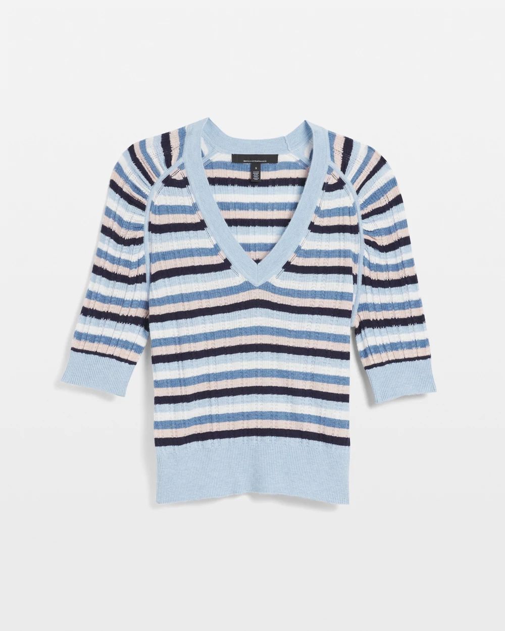 Cashmere-Blend Elbow-Sleeve Shirred Sweater