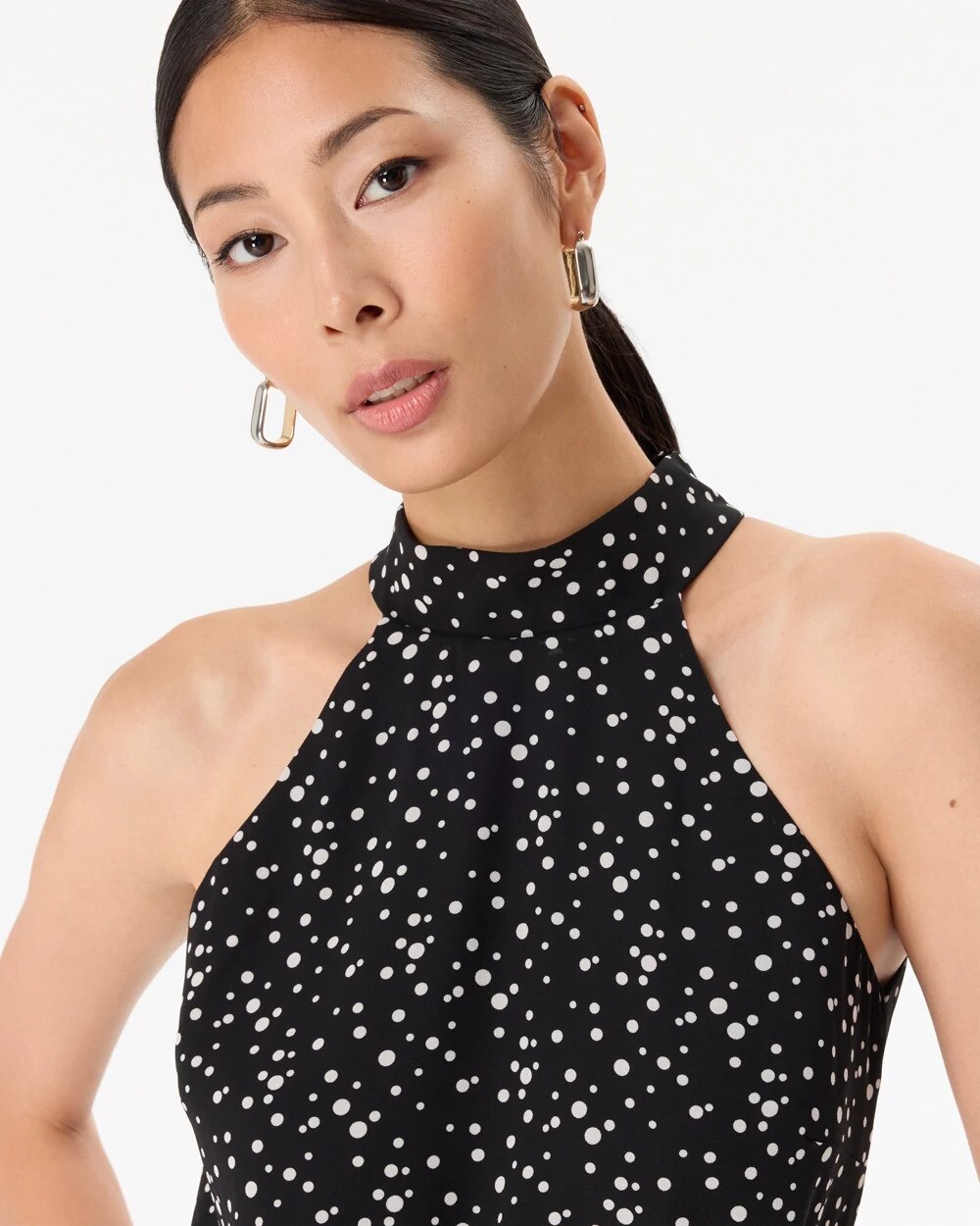 Handkerchief Hem Chiffon Halter Midi Dress