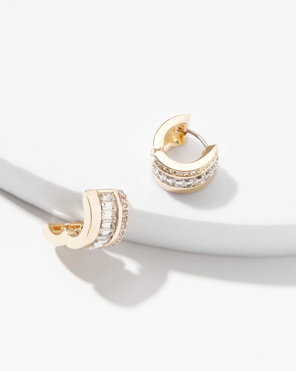 Gold Baguette Huggie Earrings