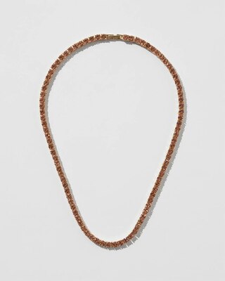 Gold Peach Large Tennis Necklace