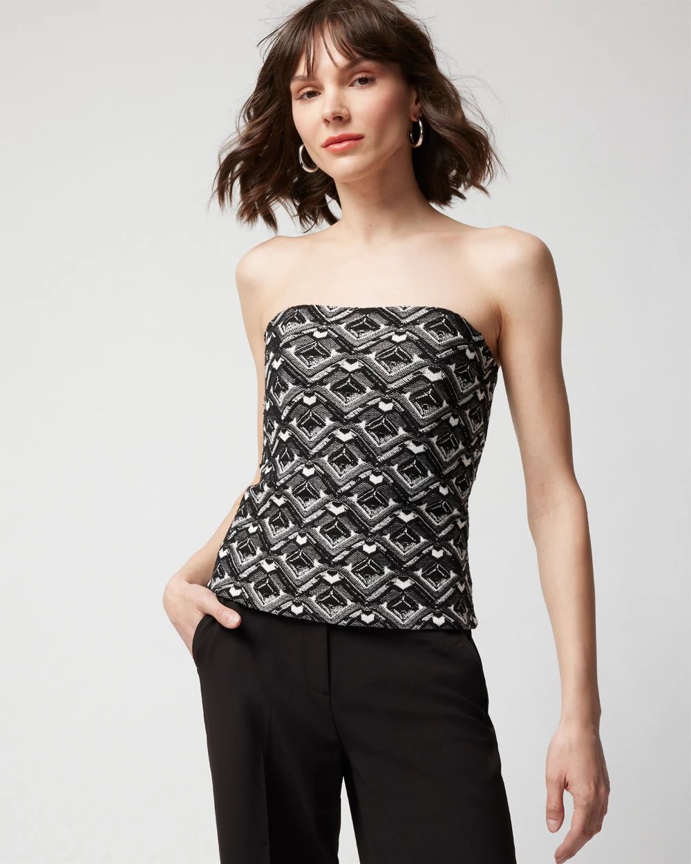 Black & White Graphic Print Bustier