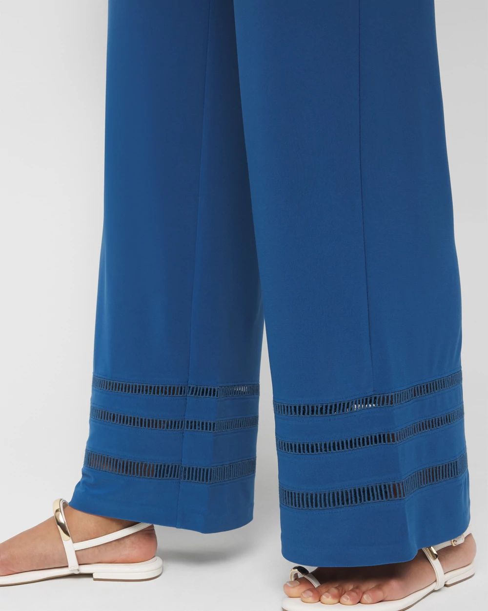 Matte Jersey Wide-Leg Ladder Trim Pant