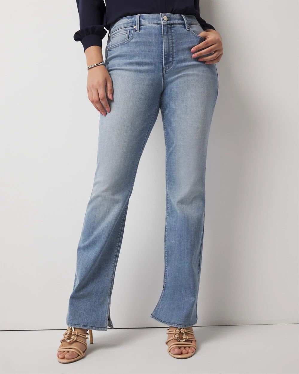 High-Rise Slit Hem Bootcut Jean