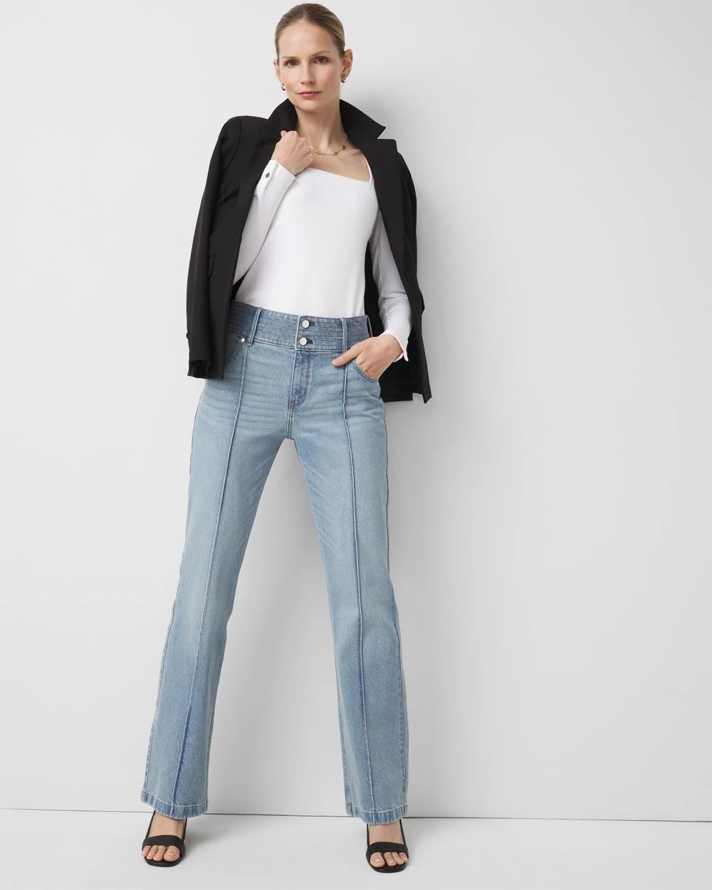 Petite Trapunto Extra High Rise Trouser Jean