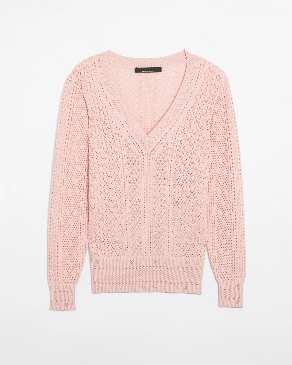 Long Sleeve Pointelle V-Neck Pullover