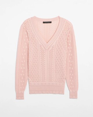 Long Sleeve Pointelle V-Neck Pullover