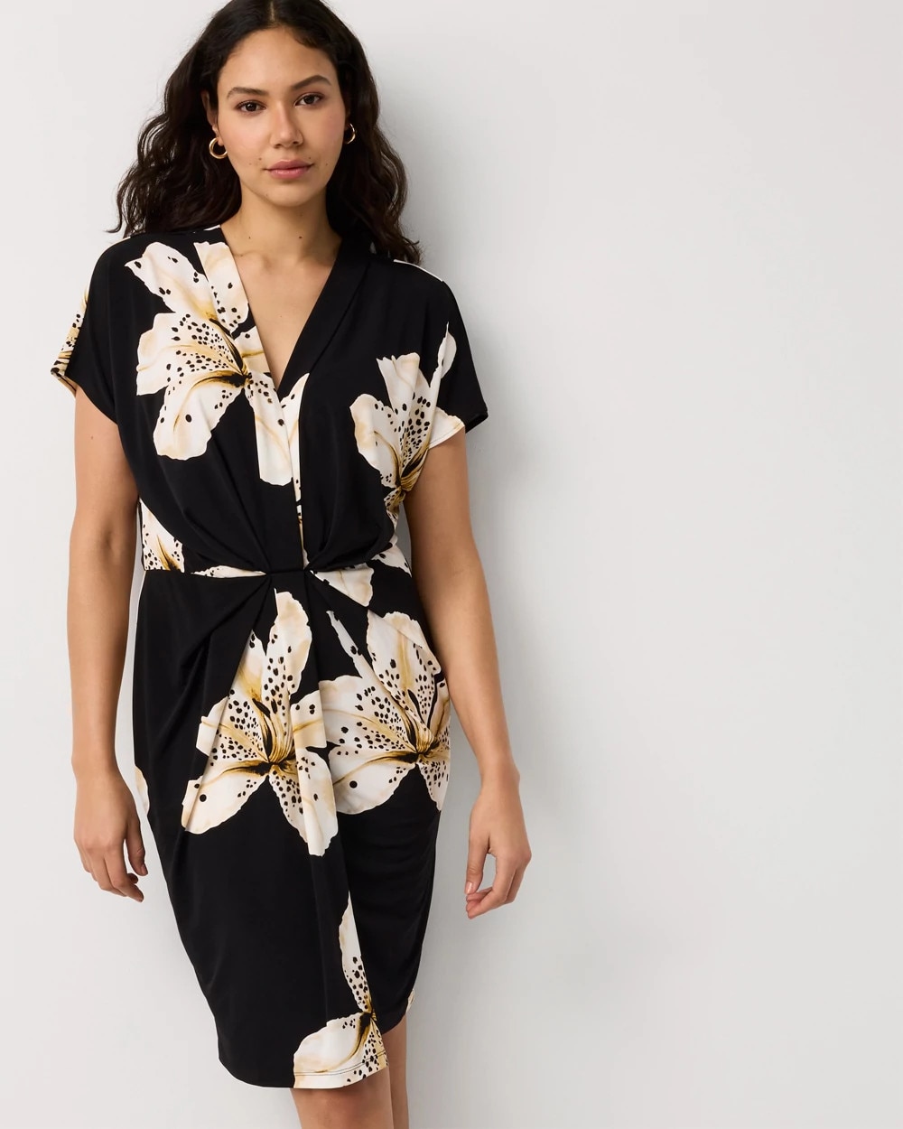Matte-Jersey Pleated Dress