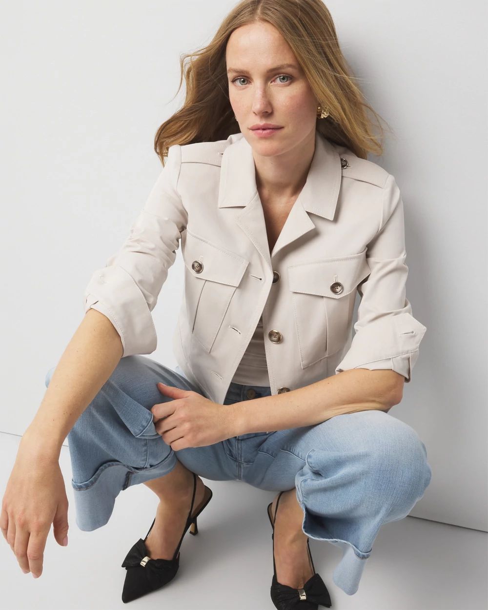 Petite Cropped Utility Jacket click to view larger image.