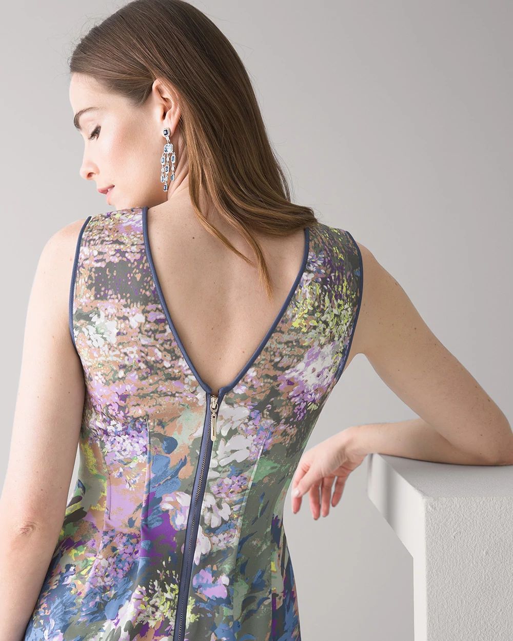 Printed Scuba Fit-and-Flare Dress
