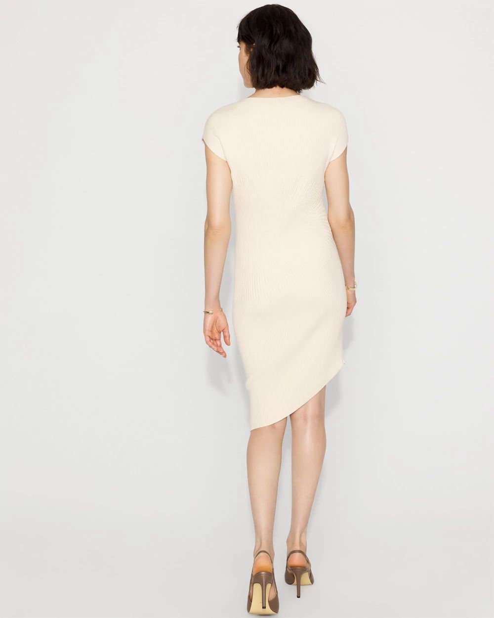 Asymmetric Ribbed Sweater Dress