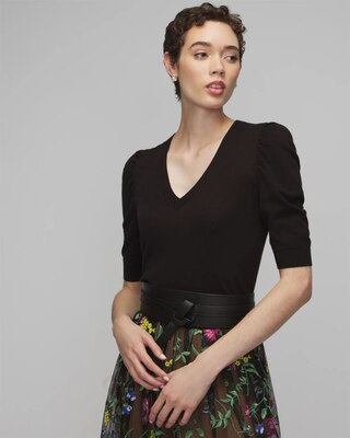 Cashmere Blend Puff Sleeve Sweater