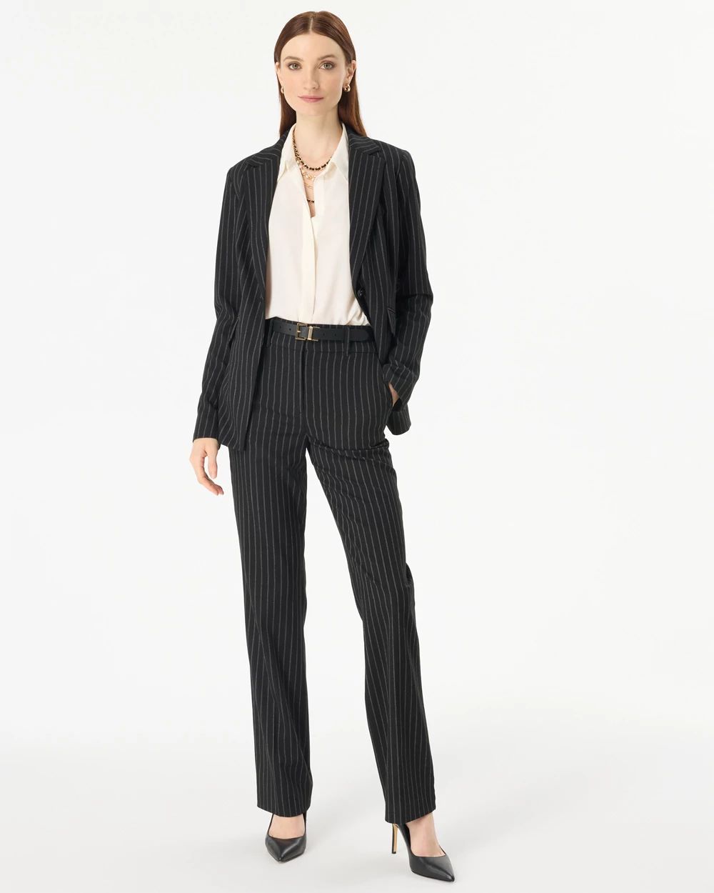 Pinstripe High-Rise Riley Trouser click to view larger image.