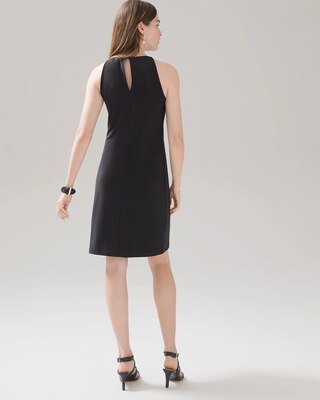 Sleeveless Black Matte Jersey Shift Dress click to view larger image.