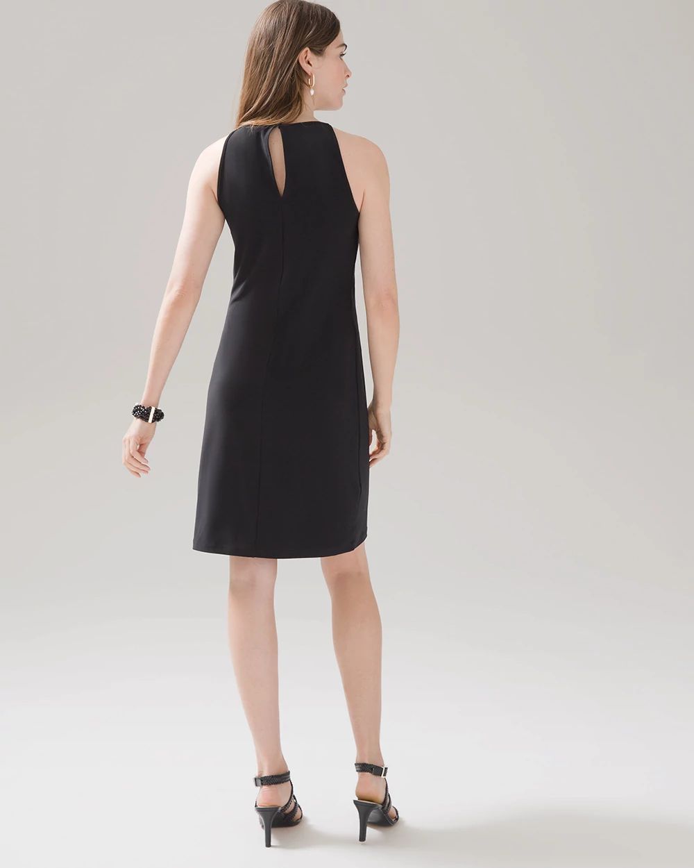 Sleeveless Black Matte Jersey Shift Dress