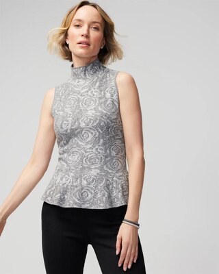 Sleeveless Rose Jacquard Peplum
