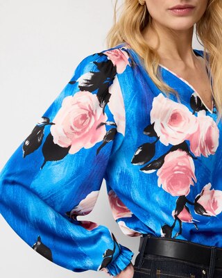 Ruffle Cuff Satin Blouse click to view larger image.