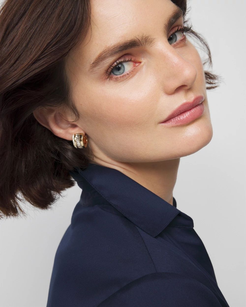Gold Baguette Huggie Earrings
