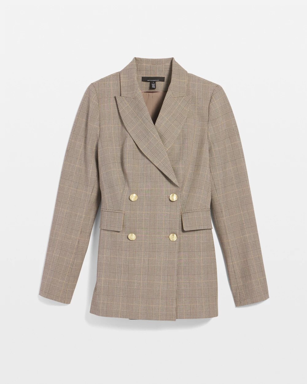 Plaid Double-Breasted Blazer - image 5
