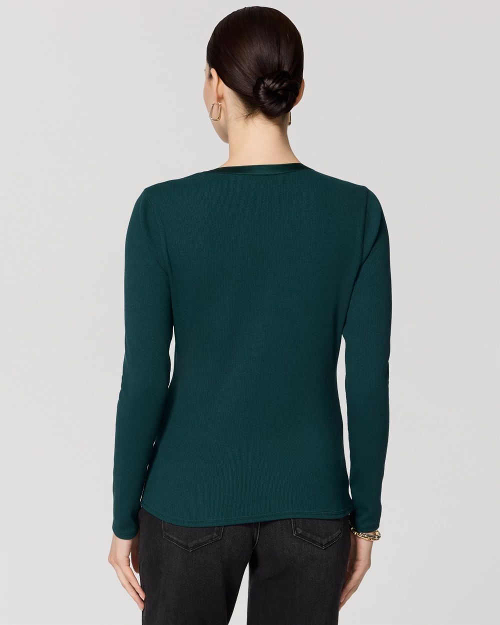 Satin Trim Henley Top click to view larger image.