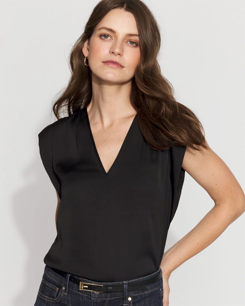Satin V-Neck Shell