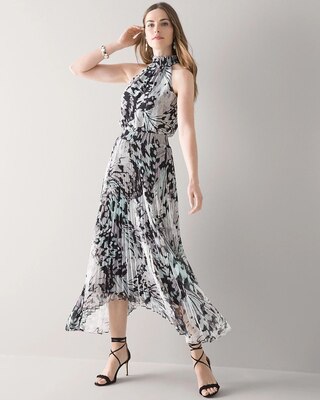 Pleated Halter Midi Dress