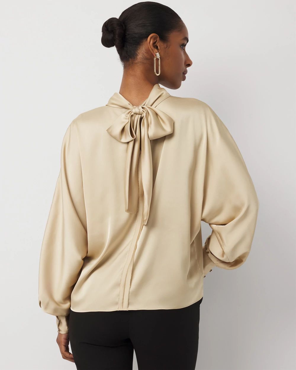 Petite Tie Back Satin Blouse