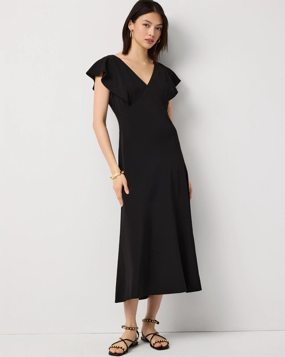Petite Flutter Sleeve Slip Dress - image 1