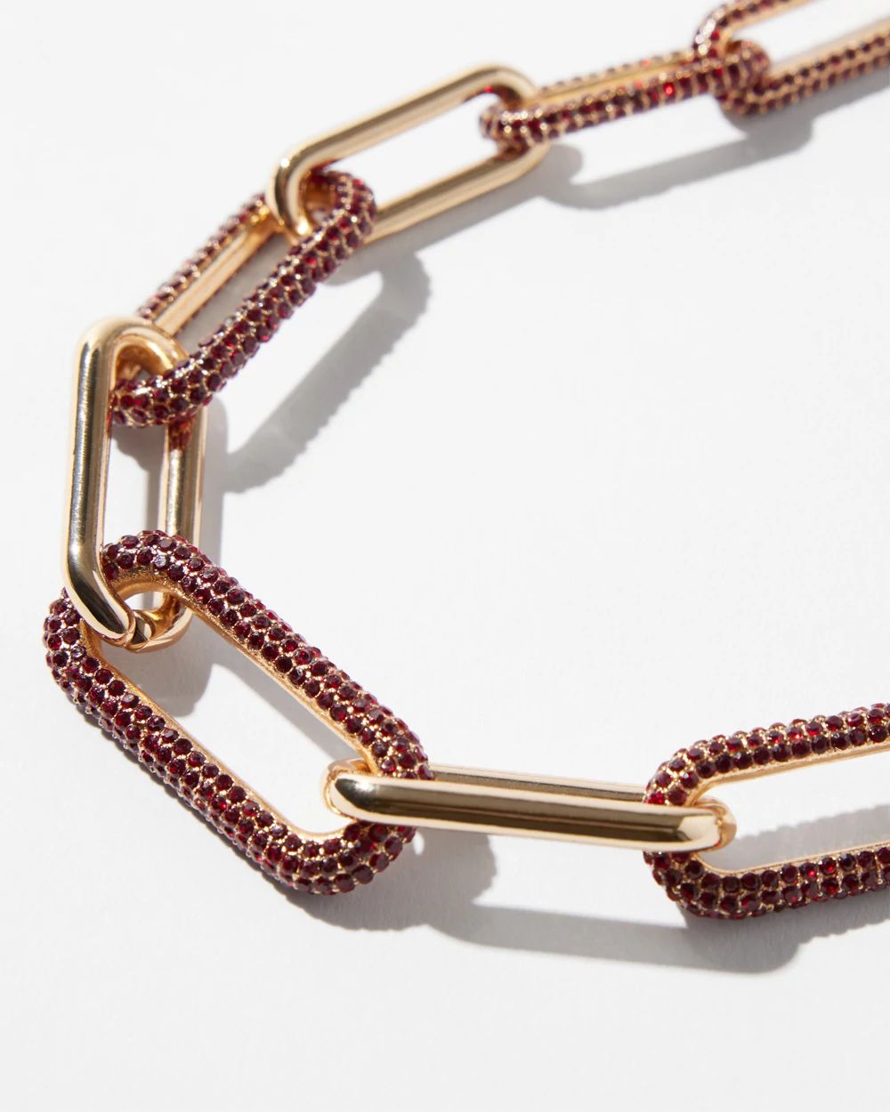 Gold Siam Crystal Links Short Strand Necklace