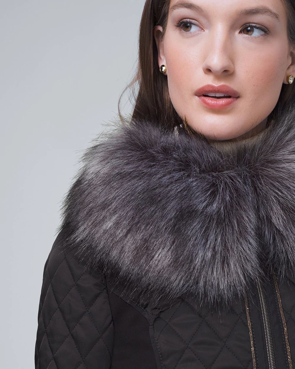 Puffer Jacket with Removable Faux Fur Collar