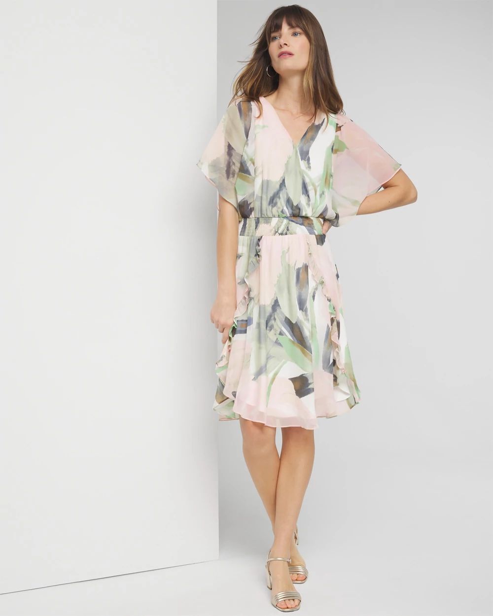 Short Sleeve Smocked Flutter Dress