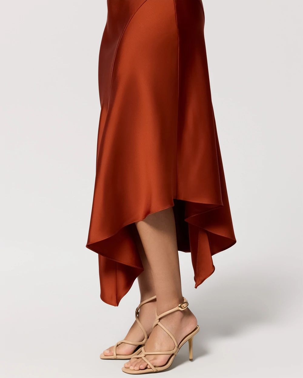 Petite Satin Midi Slip Skirt click to view larger image.