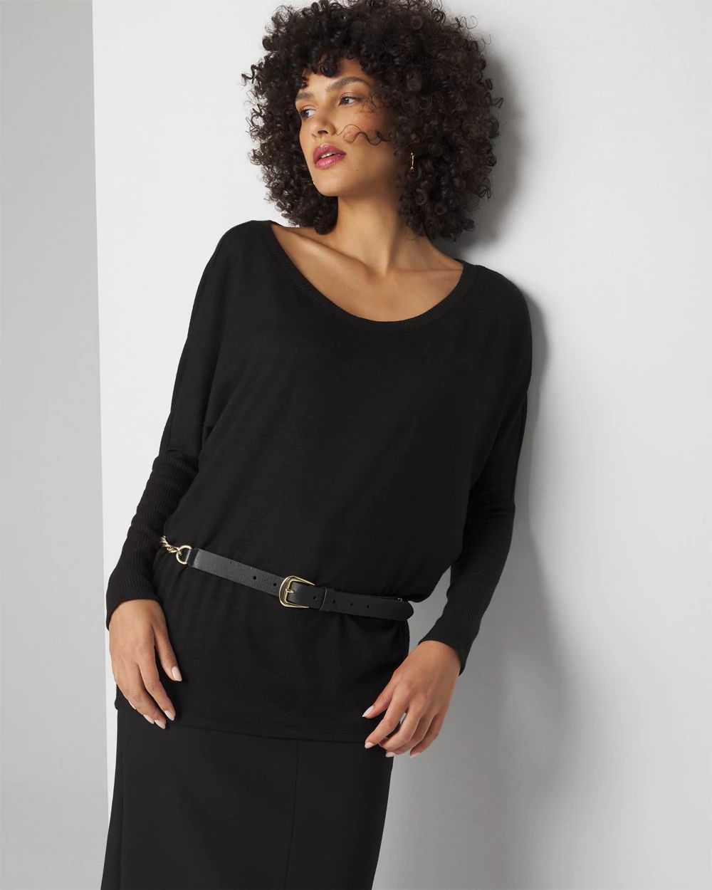 Petite Long Sleeve Scoopneck Tunic