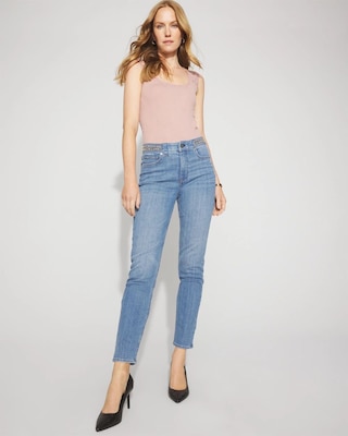 Studded Detail High-Rise Slim Cropped Jean