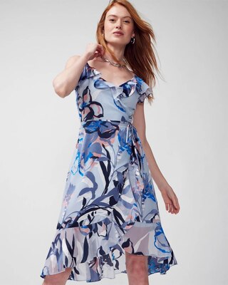 Ruffle Burnout Midi Wrap Dress