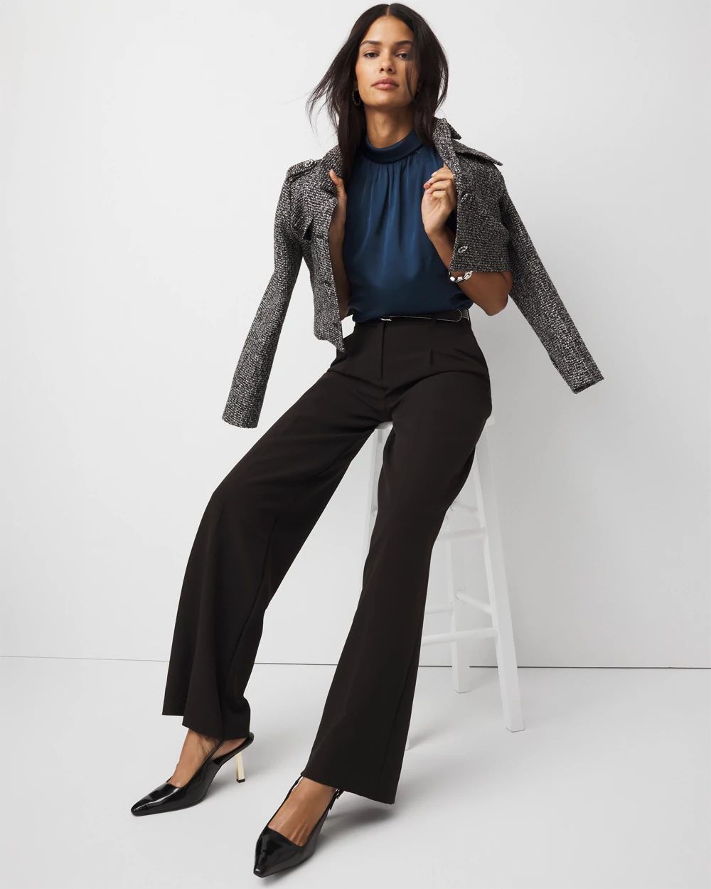 Bow Back Satin Halter Blouse