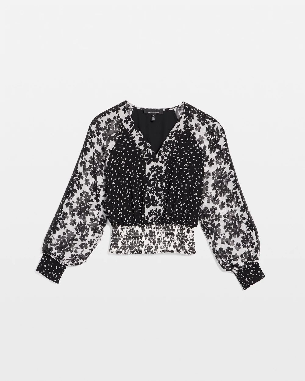 Smocked Waist Chiffon Blouse click to view larger image.