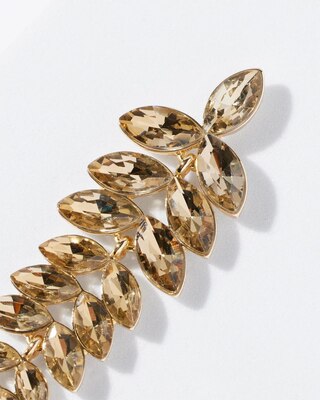 Gold Crystal Leaf Statement Earrings