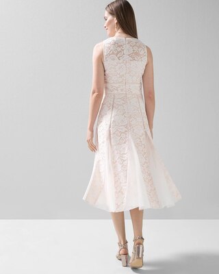 Sleeveless All-Over Lace Fit-and-Flare Godet Dress