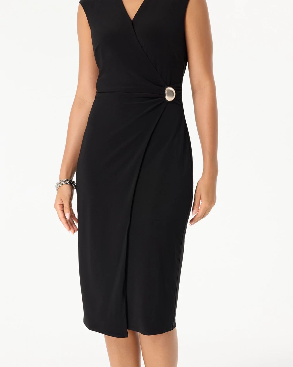 Petite Faux Wrap Sheath Dress click to view larger image.