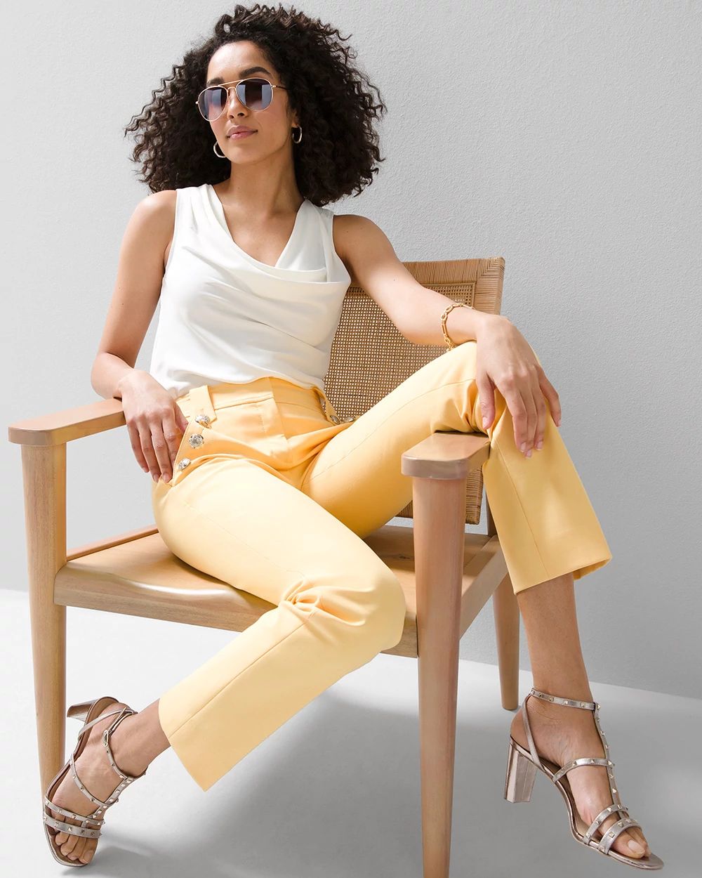 WHBM® Jolie Button Straight Comfort Stretch Pant