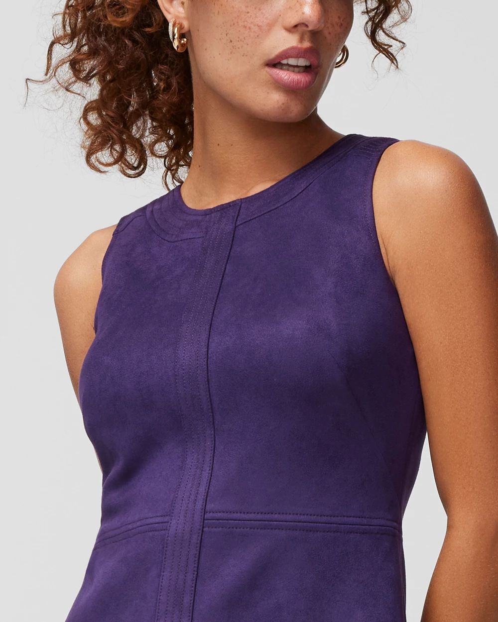 Sleeveless Suede Trapunto Dress