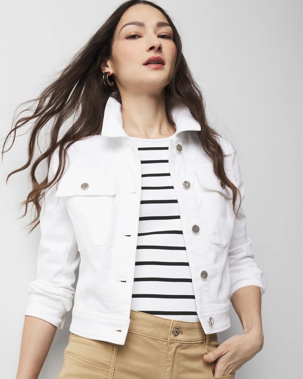 Petite Cropped Denim Jacket click to view larger image.