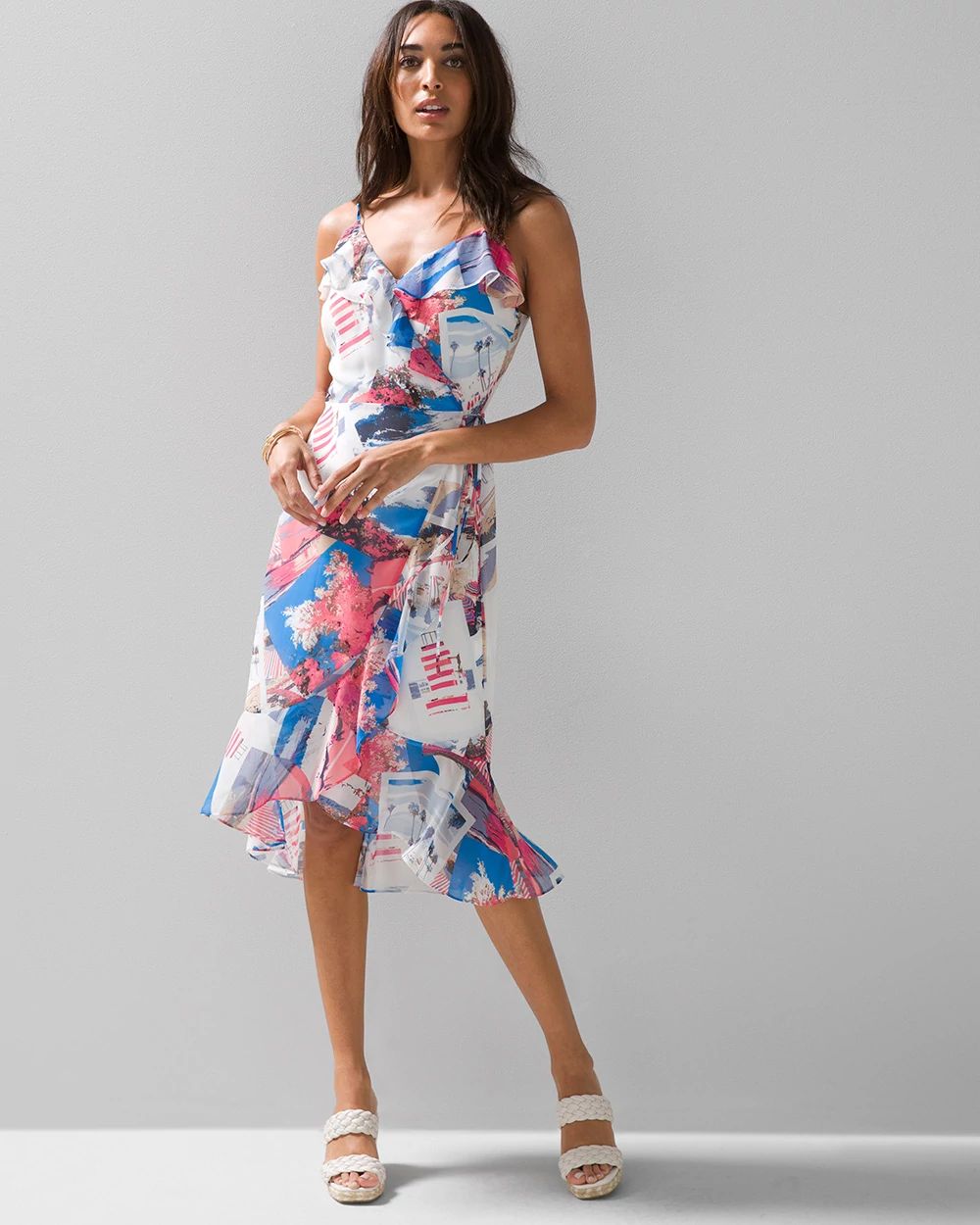 White Birch Full Size Spaghetti Strap Ruffle Hem Dress