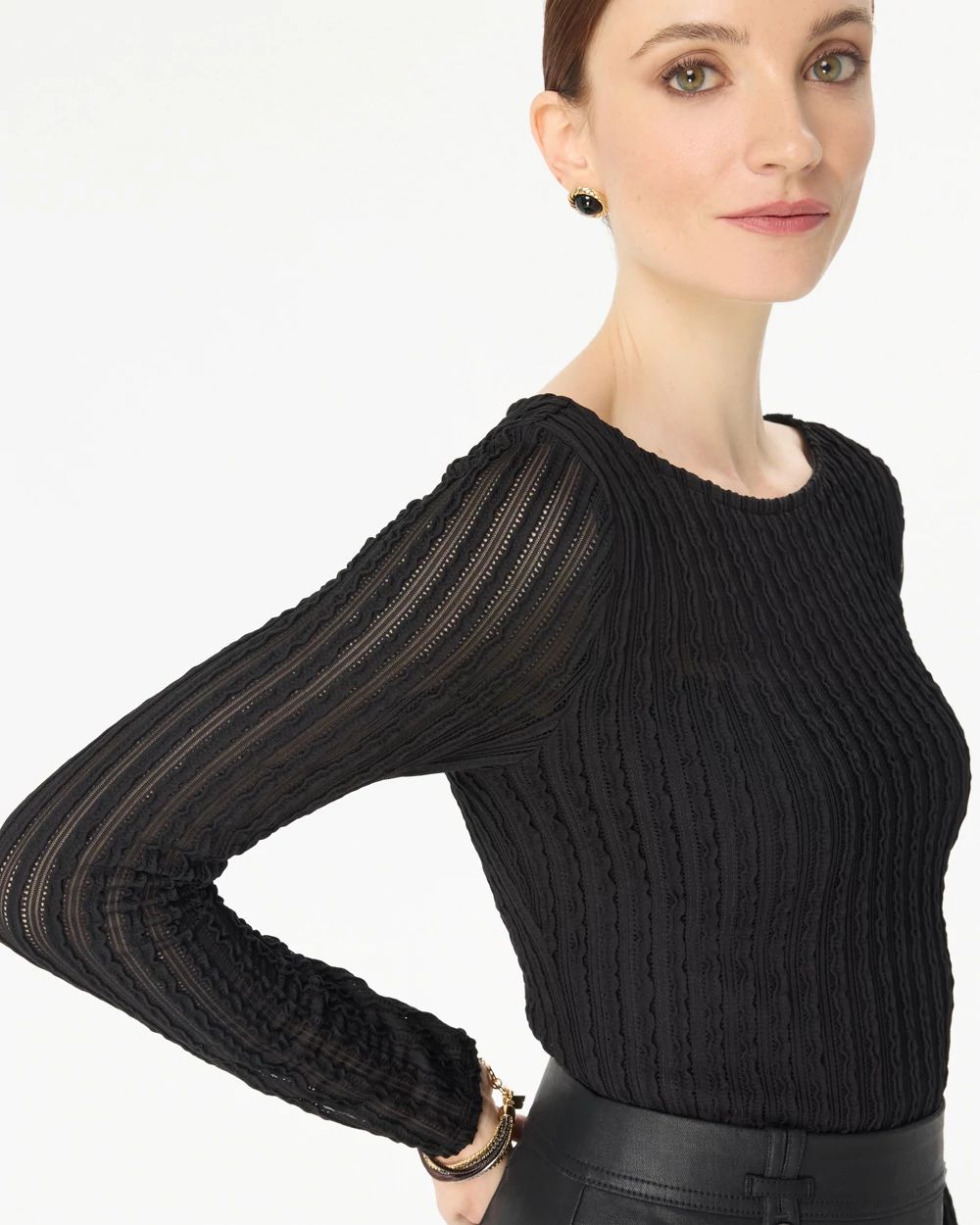 Textured Long Sleeve Top