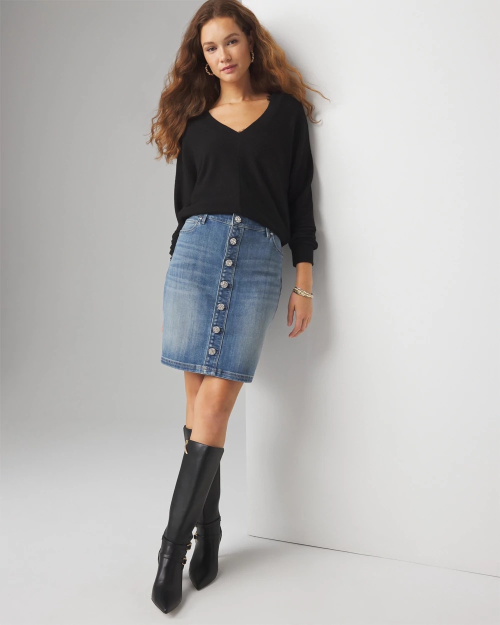 Embellished Denim Mini Skirt