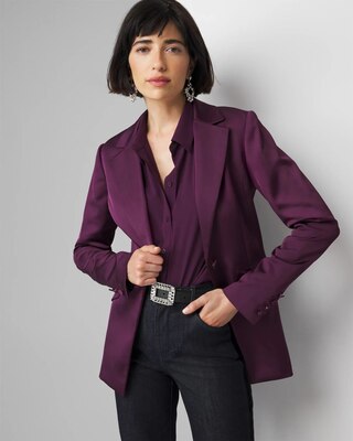 Petite One-Button Blazer in Satin