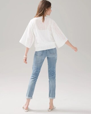 Smocked Lace Kimono Blouse