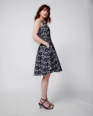 Petite Sleeveless Bonded Lace Fit-and-Flare Dress