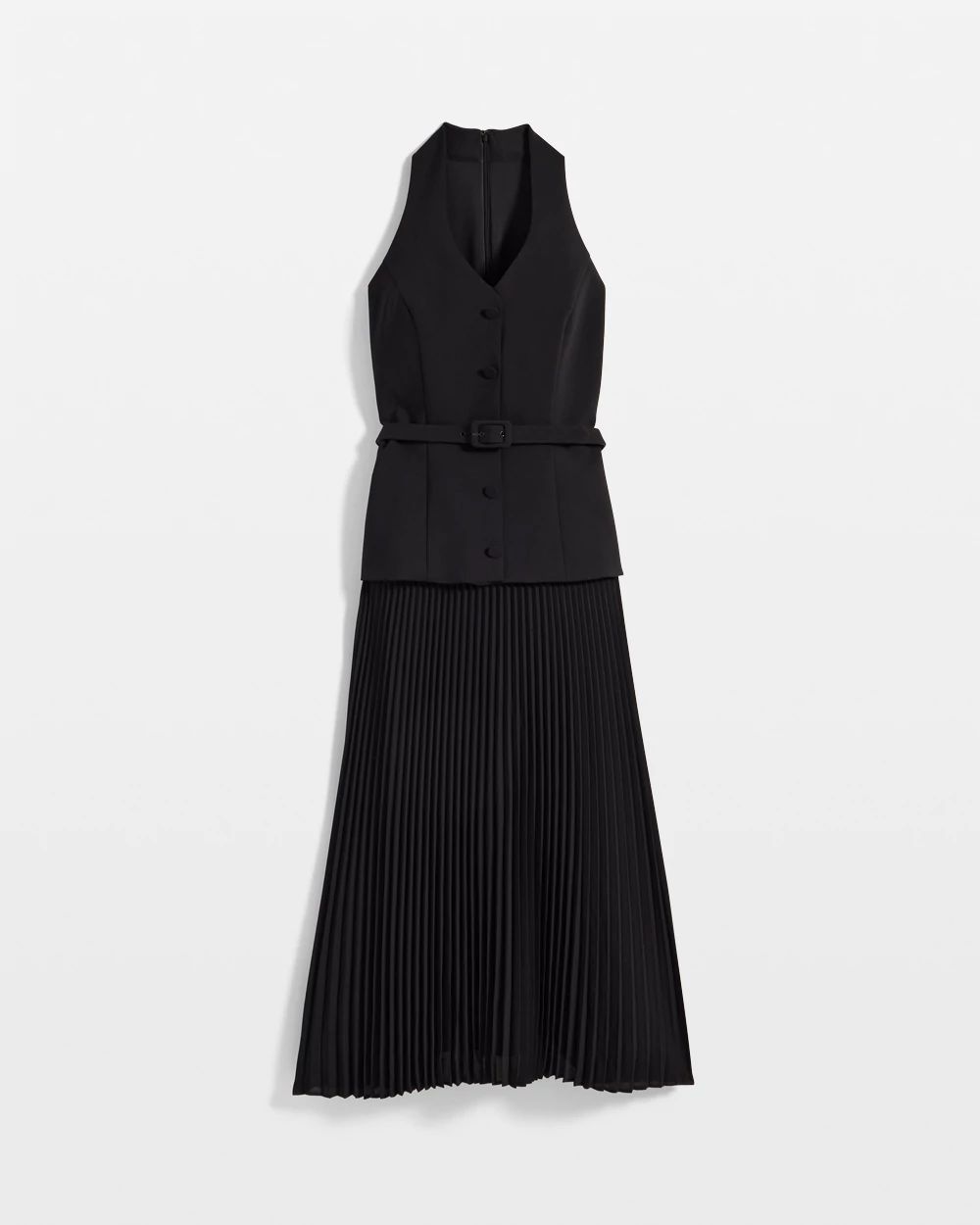Halter Vest Pleated Midi Dress click to view larger image.