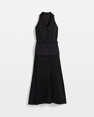 Halter Vest Pleated Midi Dress click to view larger image.
